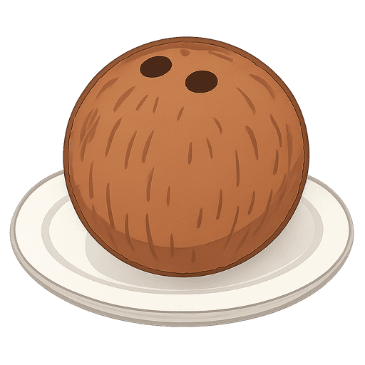Coconut with the Tamil word தேங்காய்